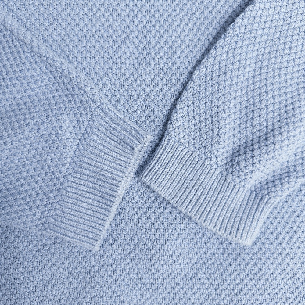 Boden Textured Cotton Button Shoulder Sweater Womens Large Blue Preppy Coastal - Picture 12 of 16